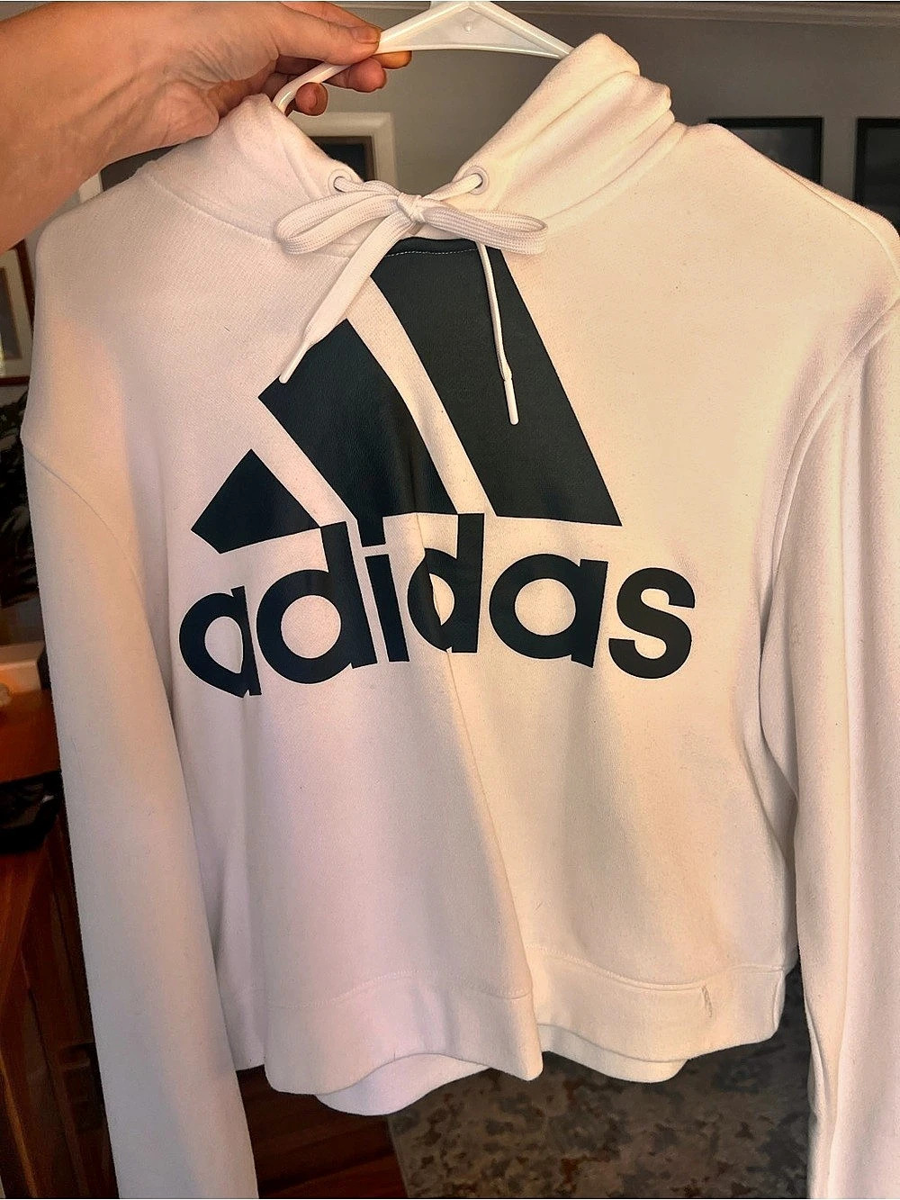 adidas Essentials 3-Stripes French Terry Crop Hoodie white  XL